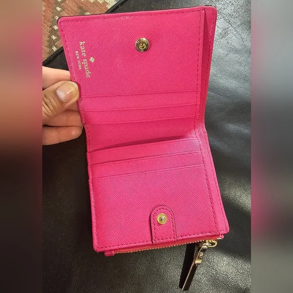 Kate Spade Cameron Street Adalyn Small Wallet Hot Pink Saffiano Leather EUC - Picture 9 of 13